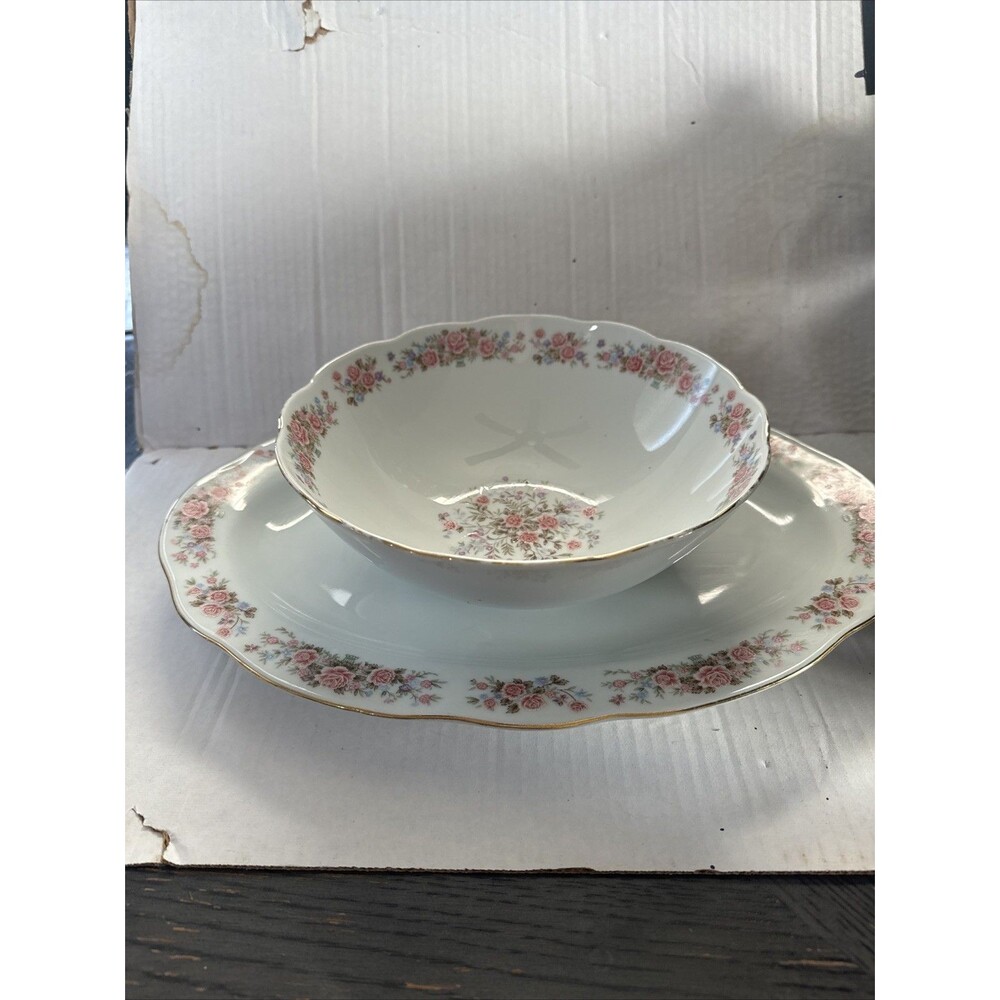 Remington Fine China by Red Sea Oval Serving Platter and Large Bowl
